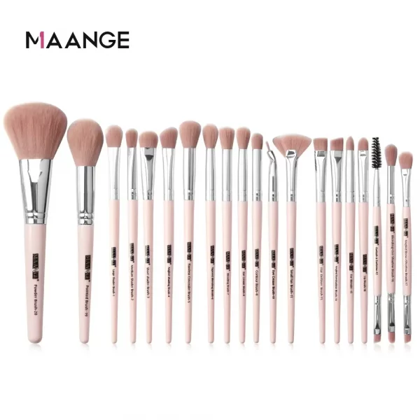 Maange 20 pcs Professional makeup Brush set - pink silver