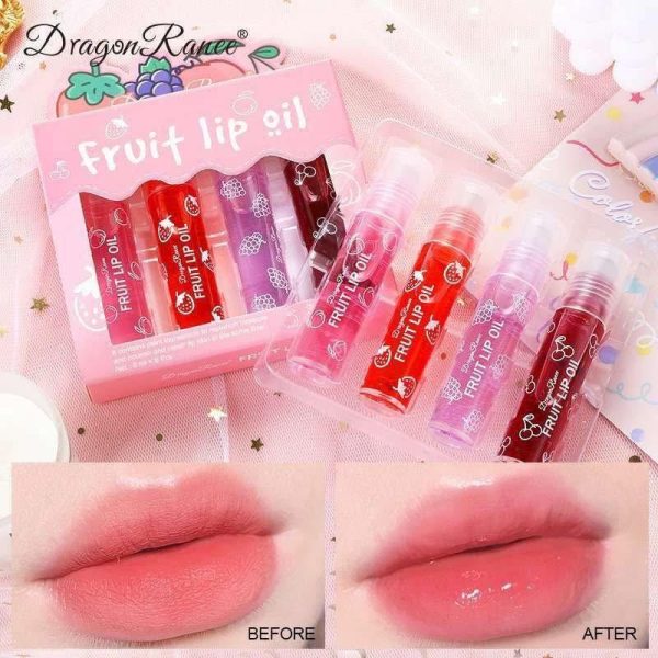 4 Pcs Fruit Lip Oil Set